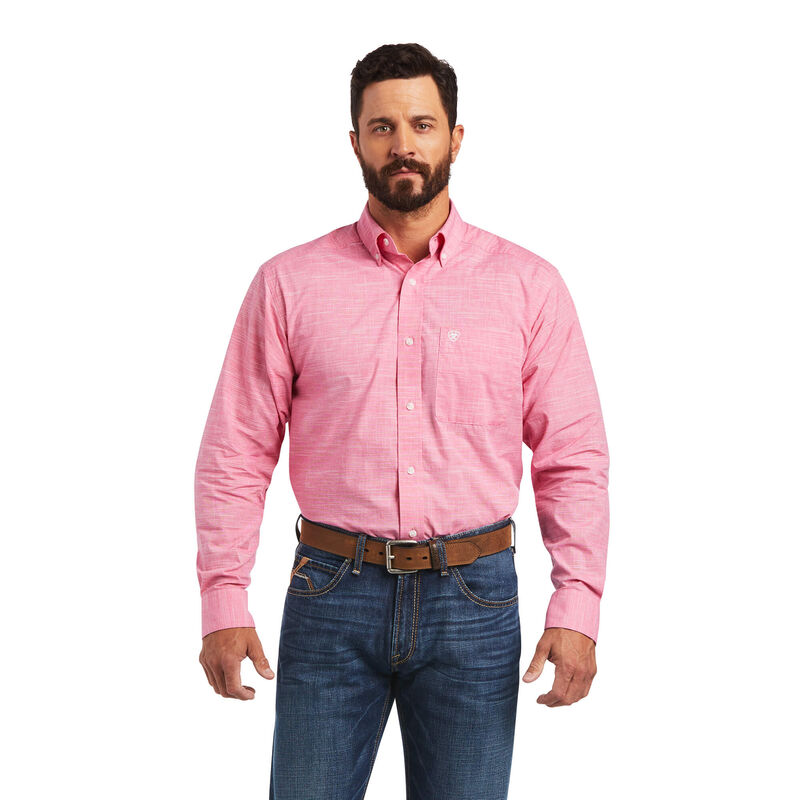Ariat Hemden Herren - Solid Slub Classic Fit Rosa ( QHTVK-3790 )